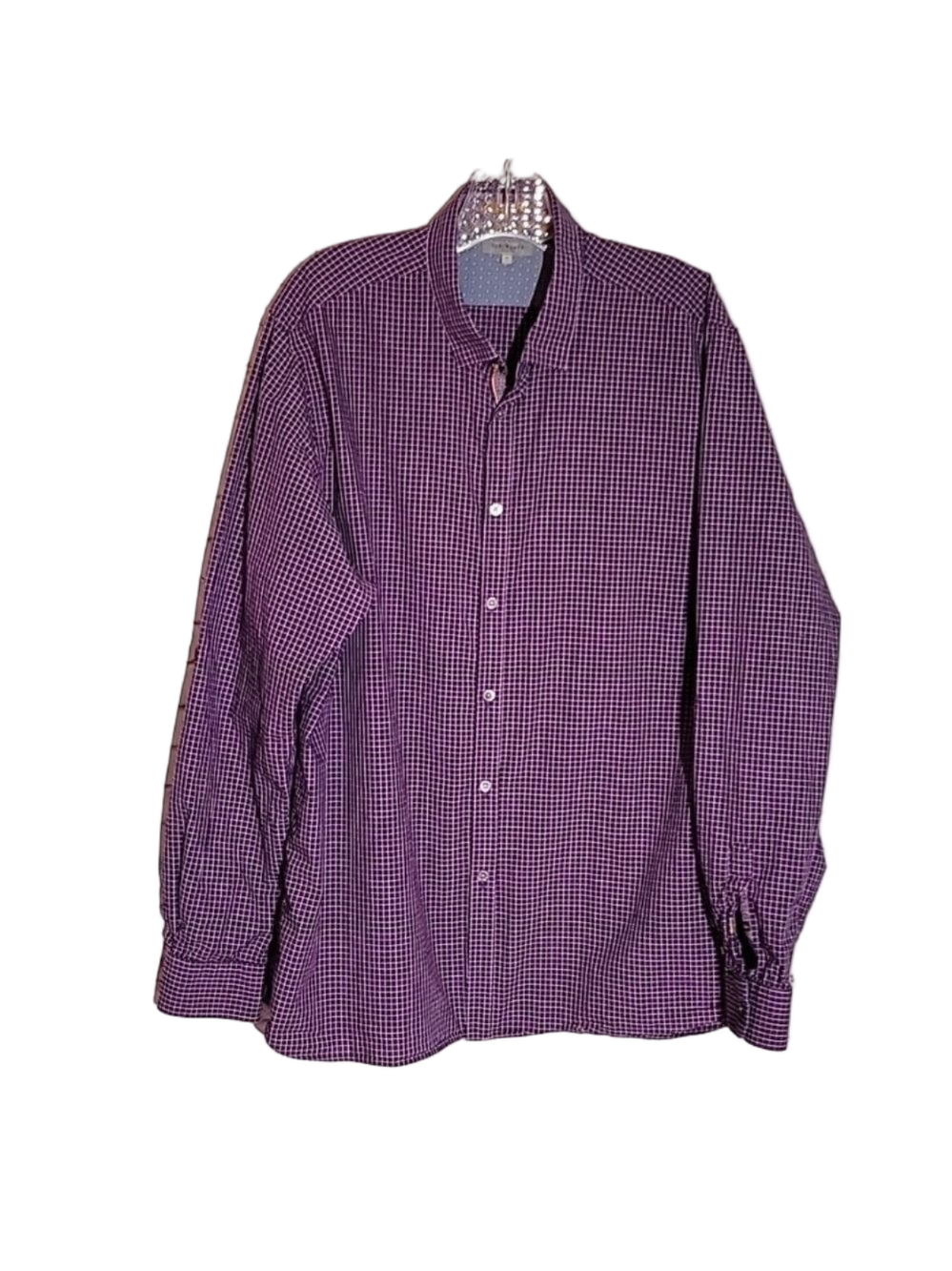 Ted Baker London, Men's Long-sleeved, Button-down Dress Shirt, Purple Plaid EU 7